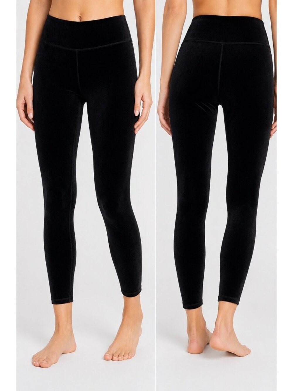 ATHLETA Elation Black Velvet Leggings Stretch Ultra High-Rise Waistband XL NWT